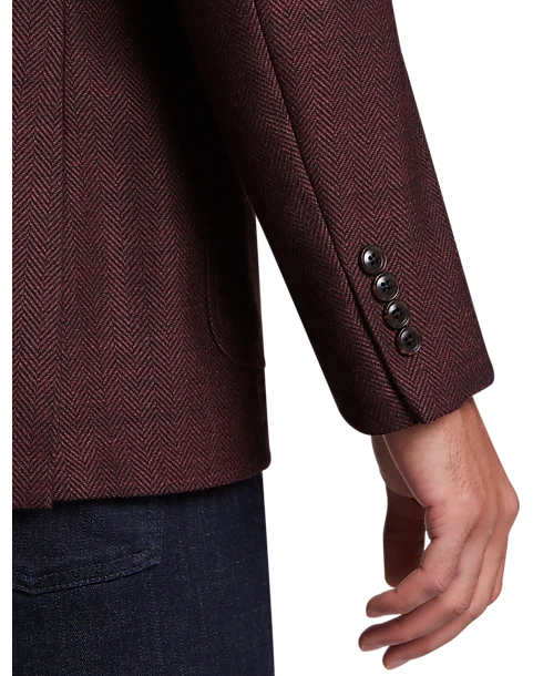 Calvin Klein X-Fit Slim Fit Sport Coat, Burgundy Herringbone - Image 2