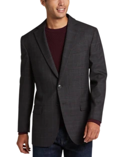 Awearness Kenneth Cole Modern Fit Sport Coat, Black Plaid