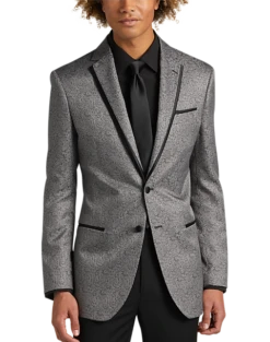 Egara Slim Fit Notch Lapel Dinner Jacket, Gray Paisley