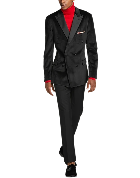 Paisley & Gray Slim Fit Double Breasted Dinner Jacket, Crimson Red - Image 2