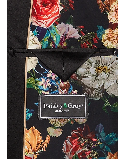 Paisley & Gray Slim Fit Double Breasted Dinner Jacket, Crimson Red - Image 4