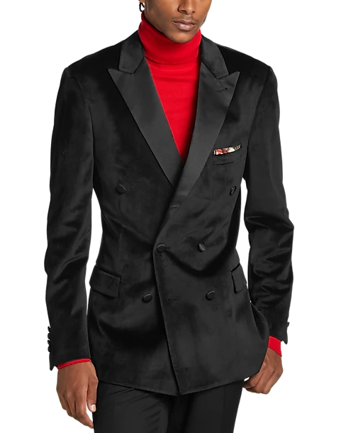 Paisley & Gray Slim Fit Double Breasted Dinner Jacket, Crimson Red