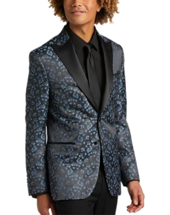 Egara Slim Fit Formal Dinner Jacket, Blue Floral