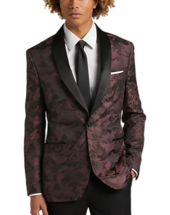 Egara Slim Fit Dinner Jacket, Maroon Floral