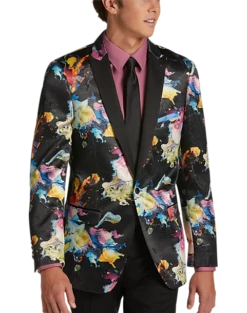 Paisley & Gray Slim Fit Dinner Jacket, Multicolor Abstract Art