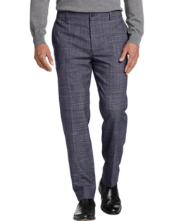Michael Strahan Dress Pant, Navy Plaid
