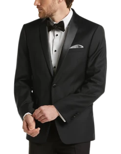 Calvin Klein Slim Fit Satin Shawl Collar Tuxedo Jacket, Black