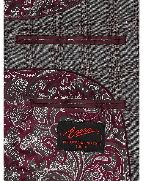 Egara Skinny Fit Suit Separates Coat, Wine Windowpane - Image 3