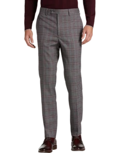 Egara Skinny Fit Suit Separates Pants, Wine Windowpane