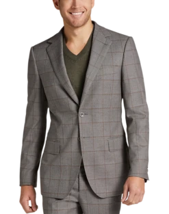 Egara Skinny Fit Suit Separates Coat, Taupe Windowpane