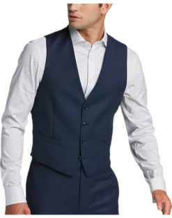 Calvin Klein X-Fit Slim Fit Suit Separates Vest, Blue Tic