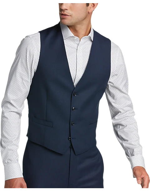 Calvin Klein X-Fit Slim Fit Suit Separates Vest, Blue Tic