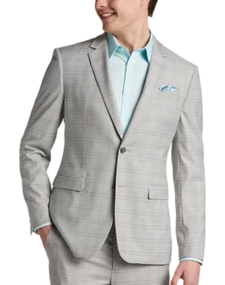 Egara Skinny Fit Suit Separates Coat, Orange & Gray Windowpane
