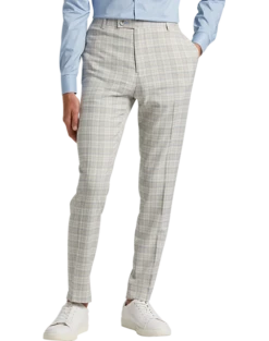 Paisley & Gray Slim Fit Suit Separates Pants, Baby Blue & Tan Plaid