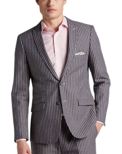 Paisley & Gray Slim Fit Suit Separates Coat, Blue And Pink Stripes