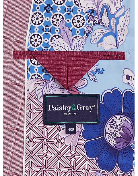 Paisley & Gray Slim Fit Suit Separates Coat, Cranberry Windowpane - Image 4