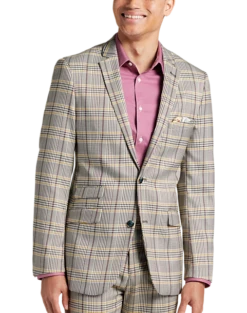 Paisley & Gray Slim Fit Suit Separates Coat, Olive & Yellow Check