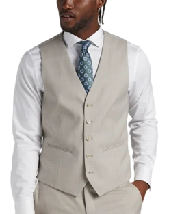 JOE Joseph Abboud Slim Fit Suit Separates Vest, Tan Sharkskin