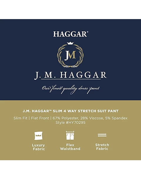 Haggar 4-Way Stretch Slim Fit Suit Separates Pants, Black - Image 3