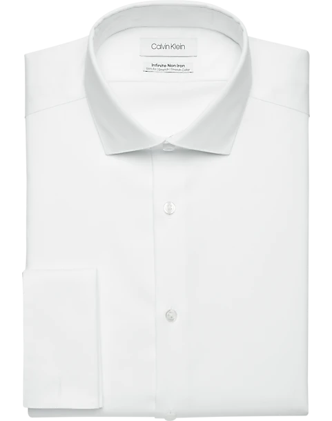 Calvin Klein Infinite Non-Iron Slim Fit Stretch Collar French Cuff Dress Shirt, Black