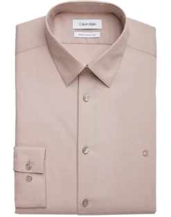 Calvin Klein Slim Fit Embroidered Logo Dress Shirt, Taupe
