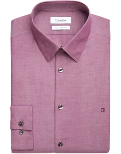 Calvin Klein Slim Fit Embroidered Logo Dress Shirt, Wine