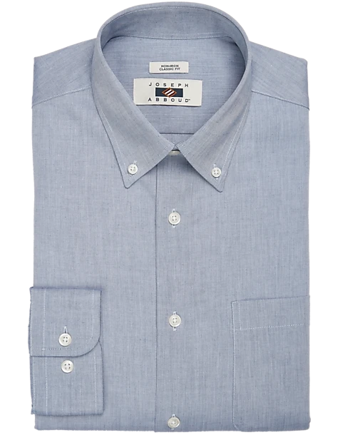 Joseph Abboud Classic Fit Button-Down Collar Shirt, Light Blue Chambray