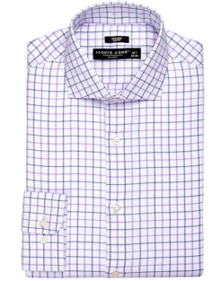 Pronto Uomo Slim Fit Spread Collar Shirt, Purple Windowpane Plaid