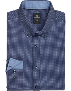 Michael Strahan Modern Fit 4-Way Stretch Dress Shirt, Blue Dot