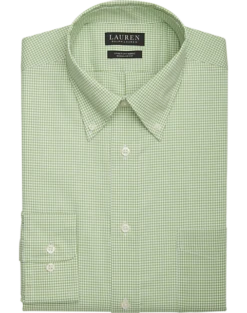 Lauren By Ralph Lauren UltraFlex Regular Fit Button-Down Collar Dress Shirt, Green Gingham