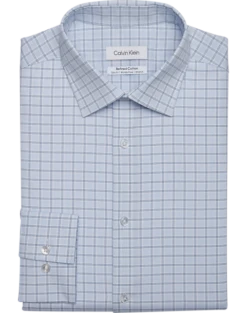 Calvin Klein Refined Cotton Stretch Supima Slim Fit Dress Shirt, Blue Plaid