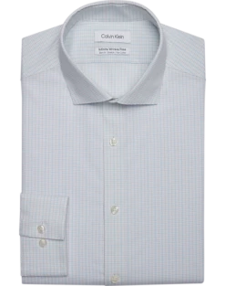 Calvin Klein Infinite Wrinkle Free Slim Fit Stretch Collar Dress Shirt, Blue Plaid