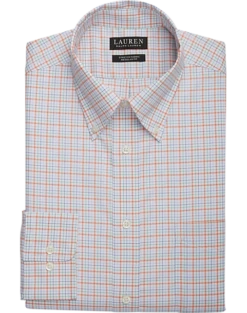 Lauren By Ralph Lauren UltraFlex Classic Fit Button-Down Collar Dress Shirt, Orange Plaid