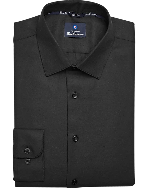 Ben Sherman Slim Fit Dobby Dress Shirt, Black Basketweave
