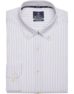 Ben Sherman Slim Fit Button-Down Collar Dress Shirt, Red And Blue Geo