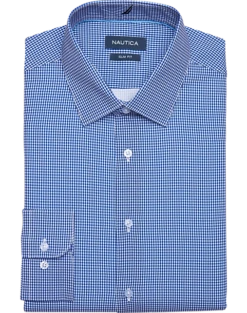 Nautica Slim Fit Four-Way Stretch Dress Shirt, Blue Check