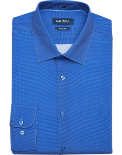 Nautica Slim Fit Four-Way Stretch Dress Shirt, Blue Micro Dot
