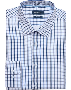 Nautica Slim Fit Four-Way Stretch Dress Shirt, Blue Plaid