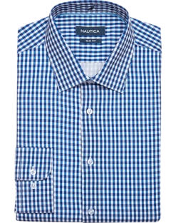 Nautica Slim Fit Four-Way Stretch Dress Shirt, Navy Check