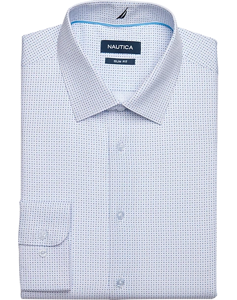 Nautica Slim Fit Four-Way Stretch Dress Shirt, Blue Dot