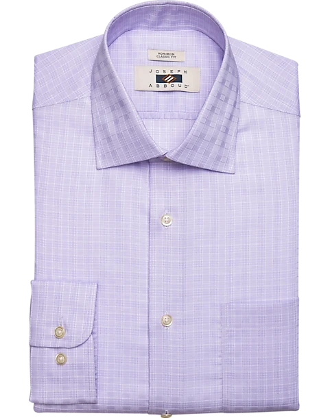 Joseph Abboud Classic Fit Spread Collar Dress Shirt, Lavender Tonal Plaid