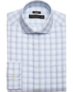 Pronto Uomo Modern Fit Spread Collar Dress Shirt, Blue And Teal Plaid