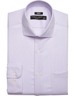 Pronto Uomo Classic Fit Spread Collar Dress Shirt, Lavender Check