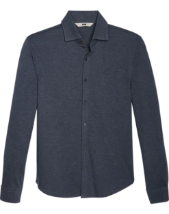Joseph Abboud Modern Fit Spread Collar Shirt, Navy Blue Houndstooth