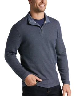 Joseph Abboud Modern Fit Textured Knit 1/4 Zip Sweater, Navy