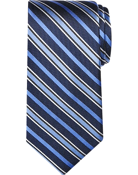 Pronto Uomo Narrow Tie, Blue Stripe
