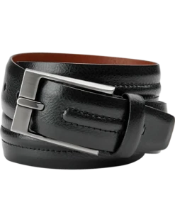 Joseph Abboud Feather Edge Leather Belt, Black